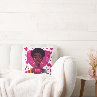 Coussin Colorful Girl Art Throw Pillow – Vibrant Home Déco