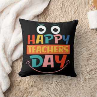 Coussin Colorful Happer Teachers Day Drôle Visage