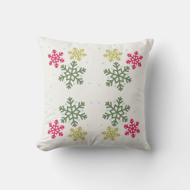 Coussin  Colorful Snowflakes Winter Pillow (Recto)