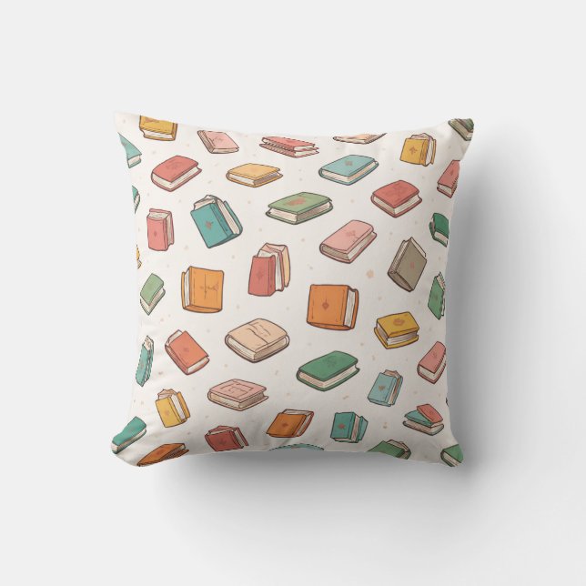 Coussin Colorful Tiny Repeating Books Pattern (Recto)