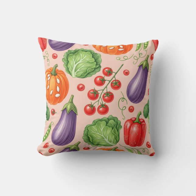Coussin Colorful Vegetable Pattern Illustration (Recto)