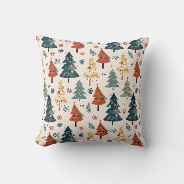 Coussin Colourful Christmas Pine Trees Seamless Pattern (Recto)