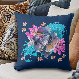 Coussin Combattant du Siam Poisson Betta Vagues de Lotus B