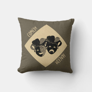 Coussin Comédie et tragédie Masques théâtraux 2 en 1