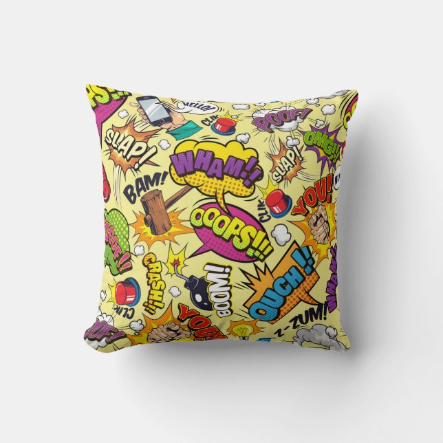 Coussin Comic Elements Motif coloré (Recto)
