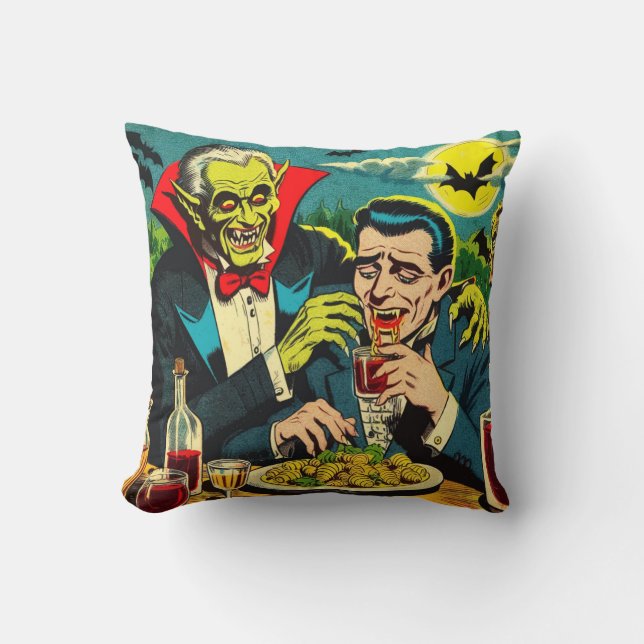 Coussin Comics Vampire d'horreur vintage (Recto)