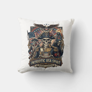 Coussin Commandant de crâne colonial patriotique sombre Sk