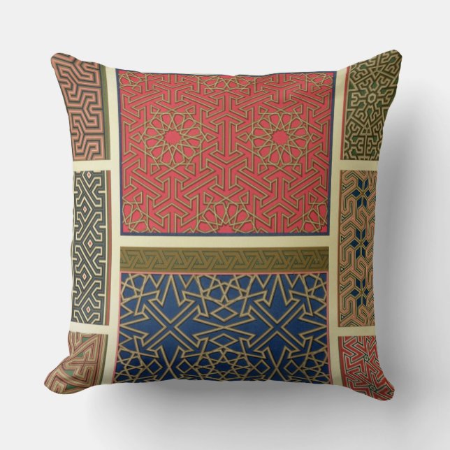 Coussin Compartiments et frontières en bois, 'd'art arabe (Recto)