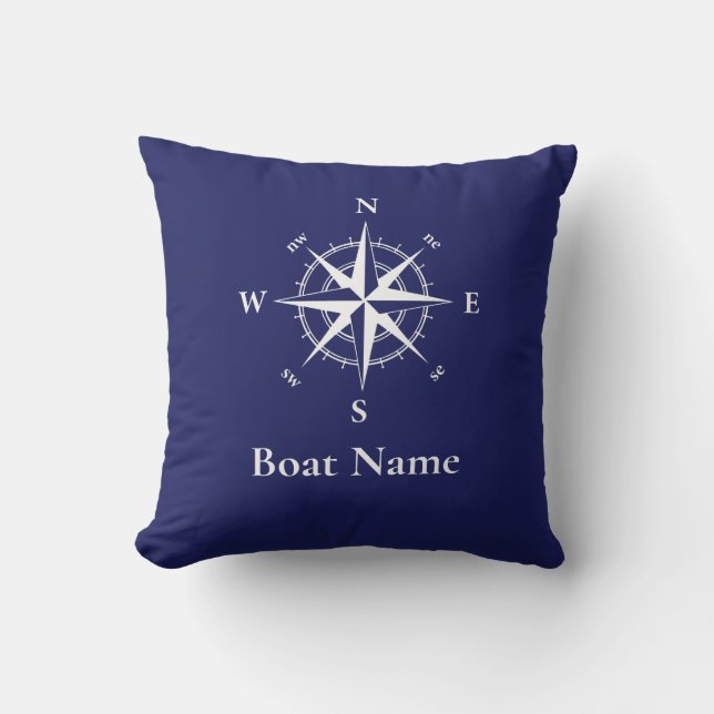 Coussin Compas nautique -personnalisez le nom du bateau (Recto)