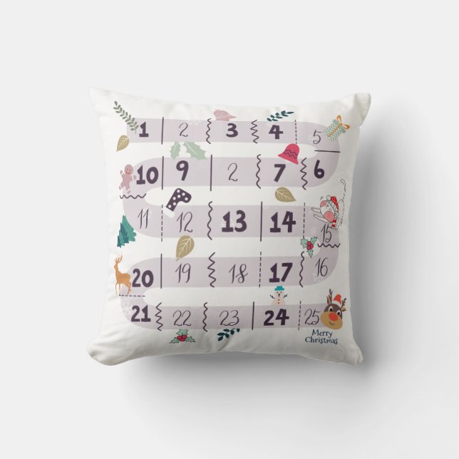 Coussin Compte à rebours du calendrier de l'Avent de Noël  (Recto)