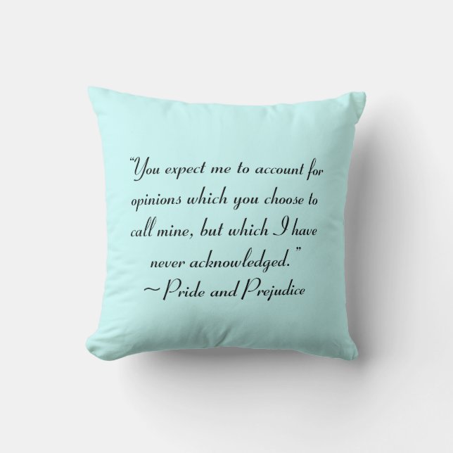 Coussin Compte rendu des opinions Jane Austen Citation (Recto)