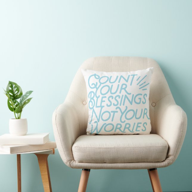 Coussin Compter vos bénédictions Typographie de devis posi (Chaise)