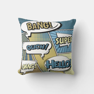 Coussin concept créatif Abstrait comic pop art style blan