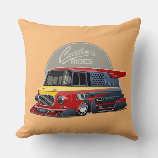 Coussin Concept de van de course rétro customisé (Recto)