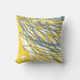 Coussin Conception abstraite dans le gris et le jaune