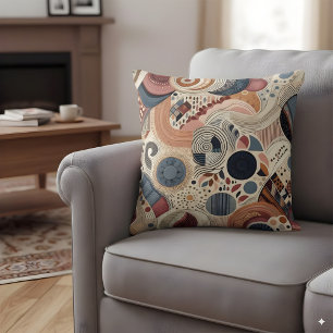 Coussin Conception abstraite dans les couleurs bohème