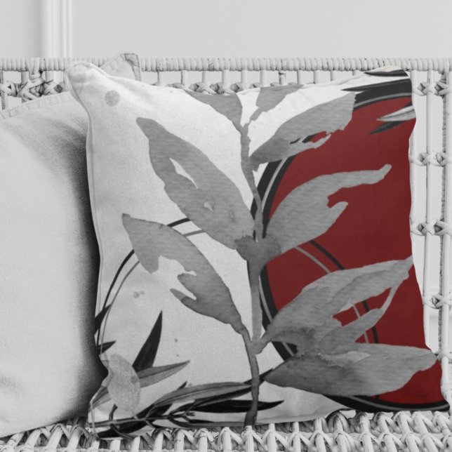 Coussin Conception abstraite de la feuille d'aquarelle et  (Créateur téléchargé)