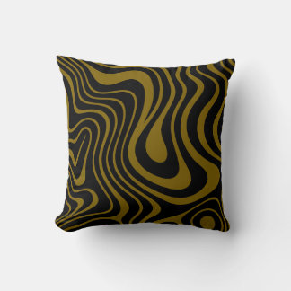 Coussin Conception Abstraite de Luxe Antique Or et Noir
