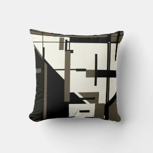 Coussin Conception abstraite géométrique Brown en noir sur