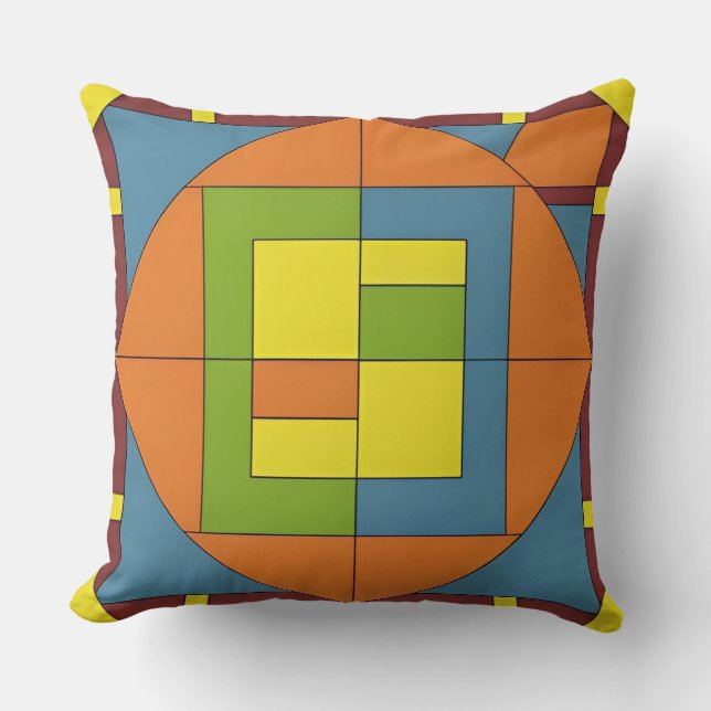 Coussin Conception Abstraite Géométrique Colorée (Recto)