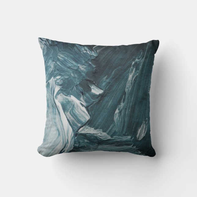 Coussin Conception abstraite turquoise en gris noir et bla (Recto)