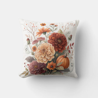Coussin Conception aquarelle de fleurs d'automne et Hallow