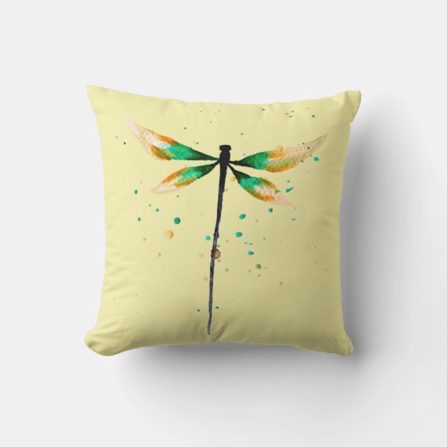 Coussin Conception aquarelle de libellule mignonne (Recto)