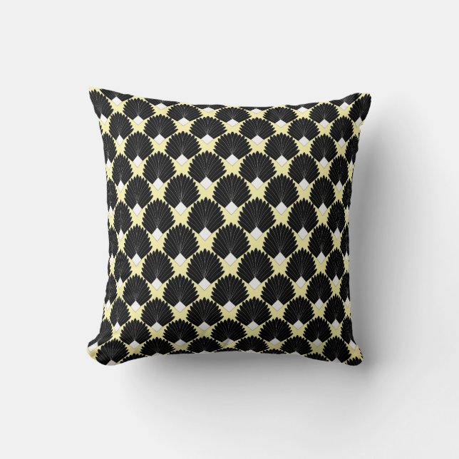 Coussin Conception Art Déco Noir (Recto)