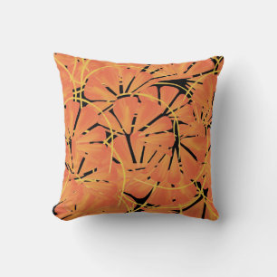 Coussin Conception artistique tropicale noir ébène et oran