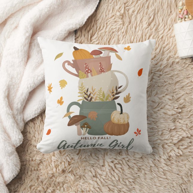 Coussin Conception citrouille fille automne (Couverture)