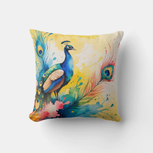 Coussin conception colorée de paon