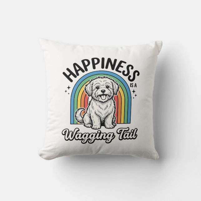Coussin Conception d'amant de chien de queue de bonheur_1 (Recto)