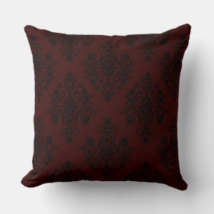 Coussin Conception damassée élégante de couleur rouge fonc