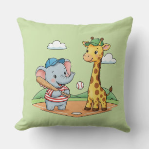 Coussin Conception d'amis de baseball d'animaux de dessin