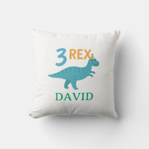 Coussin Conception d'anniversaire de dinosaure 3 Rex