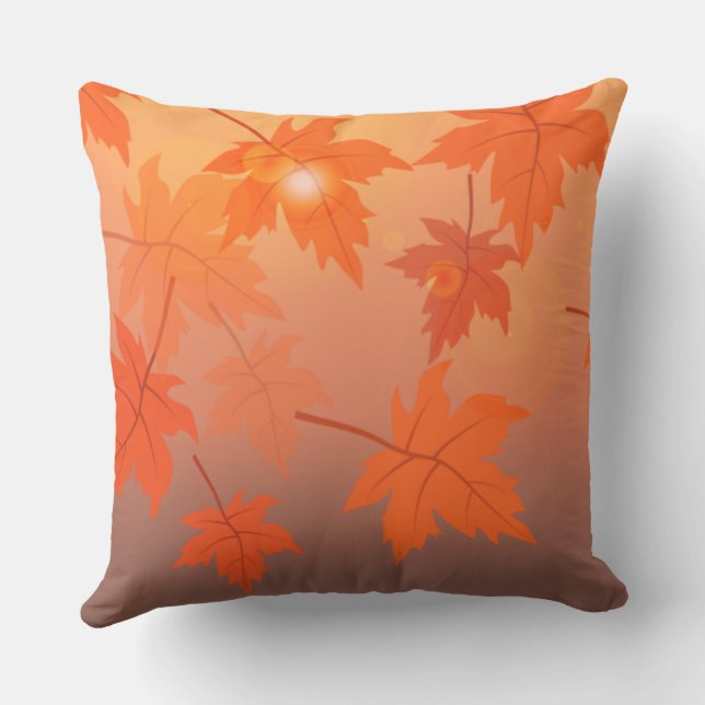Coussin Conception d'automne avec feuilles d'érable et eff (Verso)