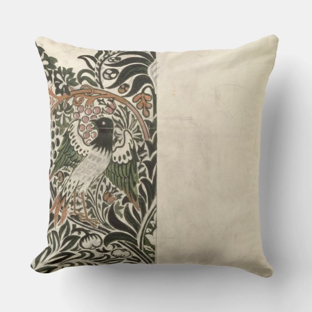 Coussin Conception de bloc du bois non fini de "oiseau et (Recto)