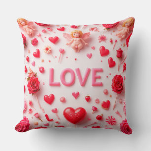 Coussin Conception de carte de Saint-Valentin romantique