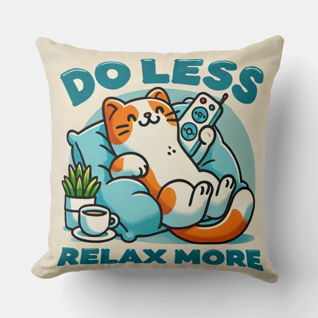 Coussin Conception de chat allongé avec légende promouvant (Recto)