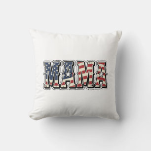 Coussin Conception de chemise à lettrage Mama patriotique 