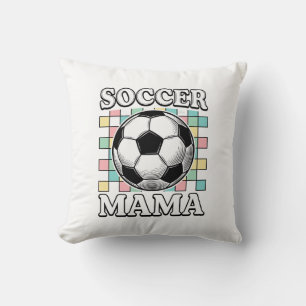 Coussin Conception de chemise de gravure de maman de footb