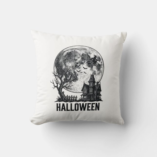 Coussin Conception de chemise de lune de maison hantée Hal (Recto)