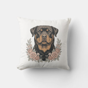 Coussin Conception de chemise de portrait floral de Rottwe
