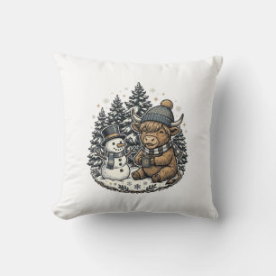 Coussin Conception de chemise d'hiver de bonhomme de neige
