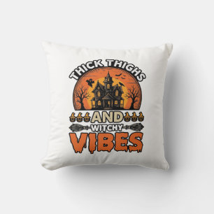 Coussin Conception de chemise Halloween Thick Thighs Witch
