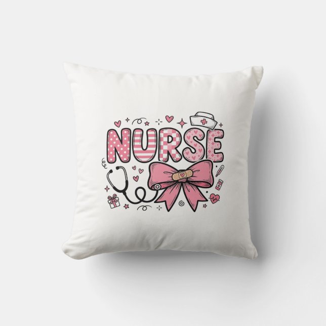 Coussin Conception de chemise vectorielle Cute Nurse Bow H (Recto)