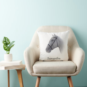 Coussin Conception de cheval gris personnalisée