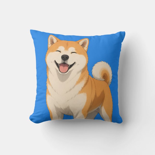 Coussin Conception de chien Akita heureux (Recto)
