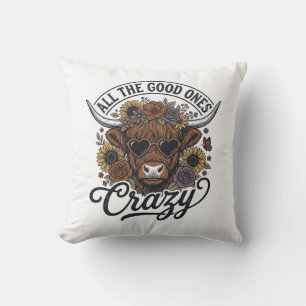 Coussin Conception de citation folle florale de vache des