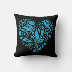 Coussin Conception de cœur bleu gothique romantique sarcel